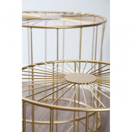 Set of 2 Lexi Round Side Tables, Metal, Gold