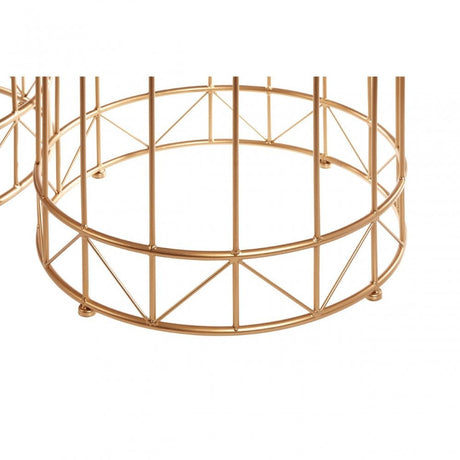 Set of 2 Lexi Round Side Tables, Metal, Gold