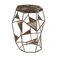 Artefacto Side Table with Asymmetric Frame, Iron, Petrified Wood