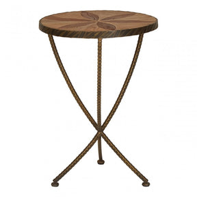 Elmo Small Side Table, Elm Wood, Iron, Brown