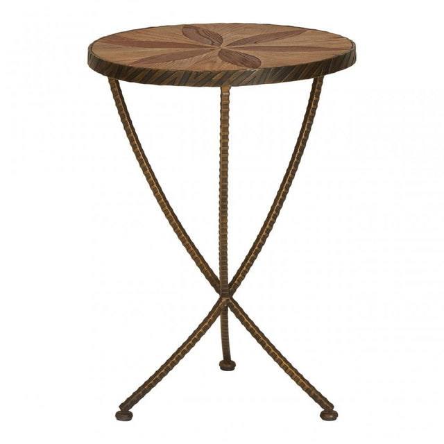 Elmo Small Side Table, Elm Wood, Iron, Brown