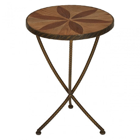 Elmo Small Side Table, Elm Wood, Iron, Brown