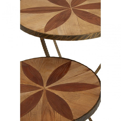 Elmo Small Side Table, Elm Wood, Iron, Brown