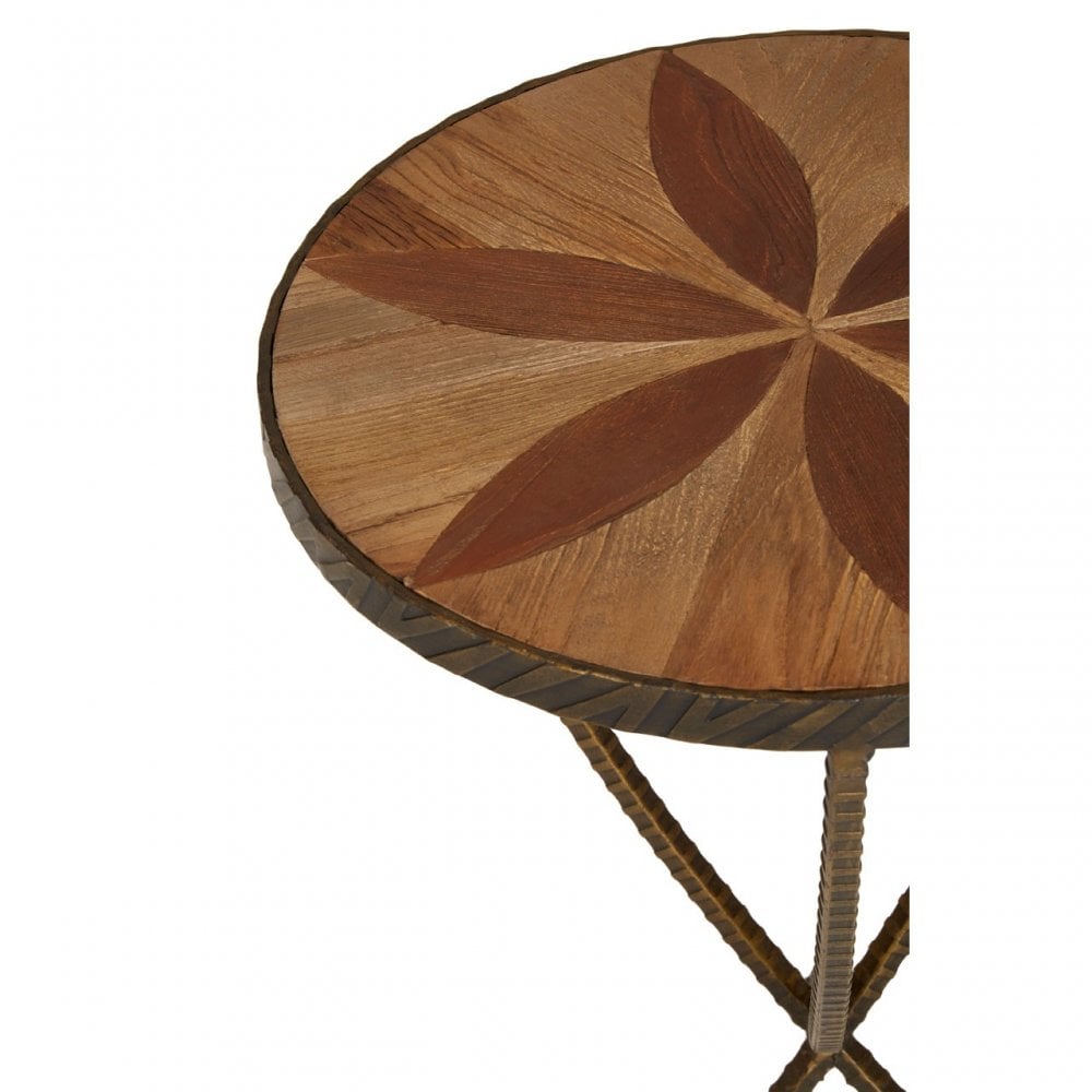 Elmo Small Side Table, Elm Wood, Iron, Brown