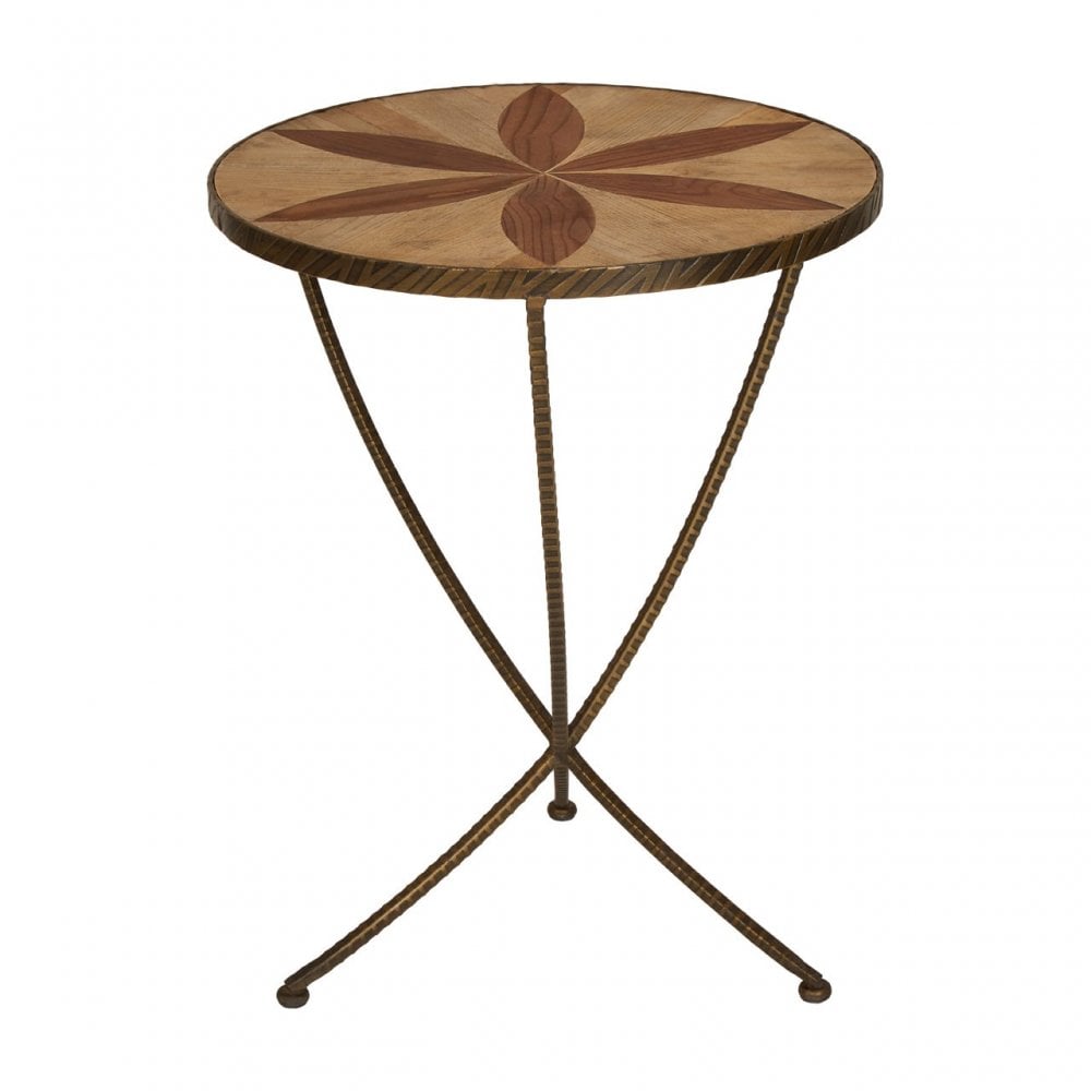 Elmo Large Side Table, Elm Wood, Iron, Brown