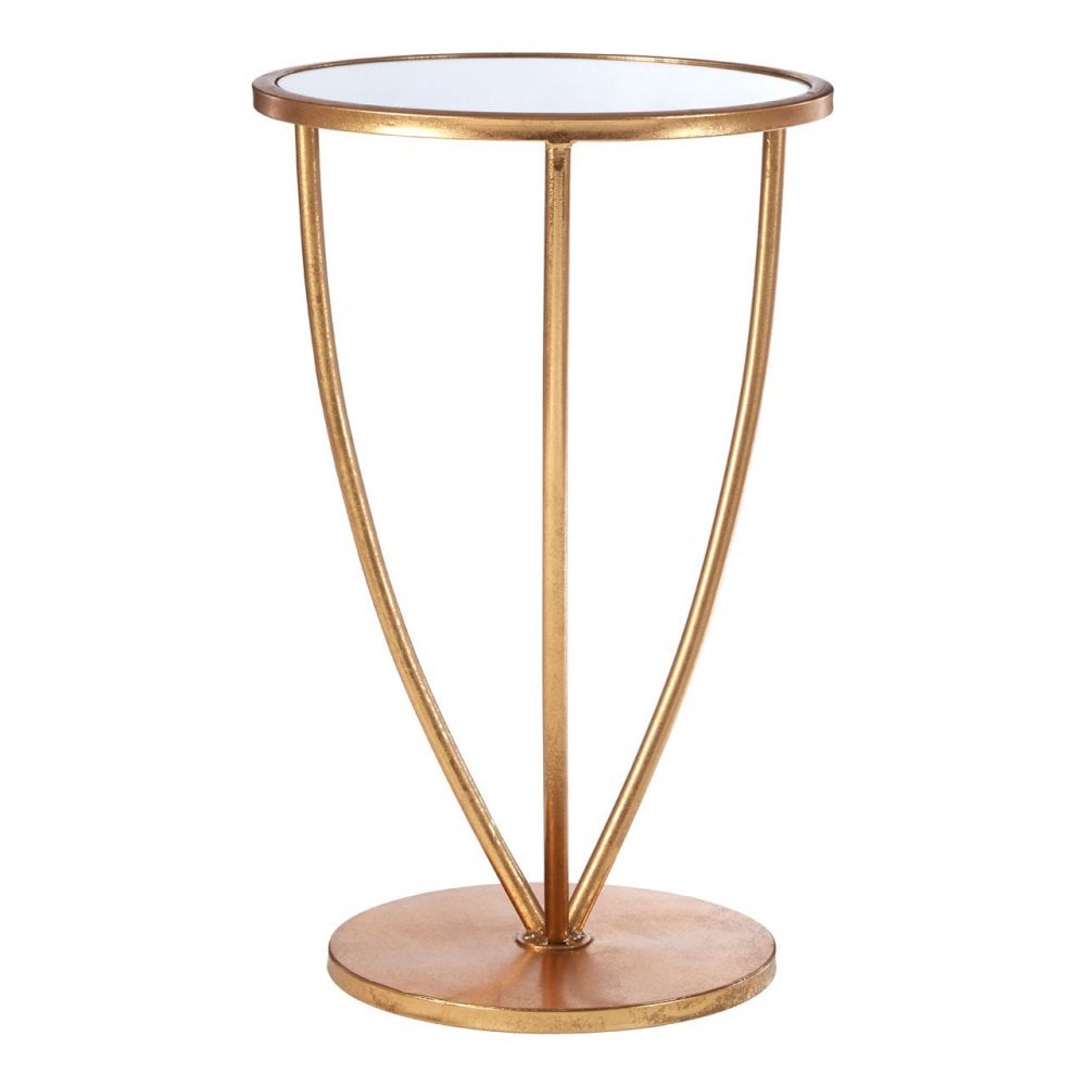 Marcia Mirror Top / Gold Frame Side Table, Glass, Gold
