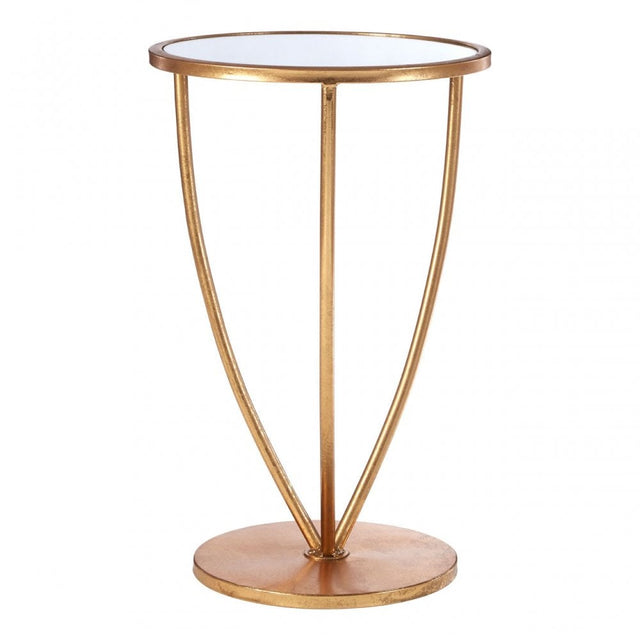 Marcia Mirror Top / Gold Frame Side Table, Glass, Gold