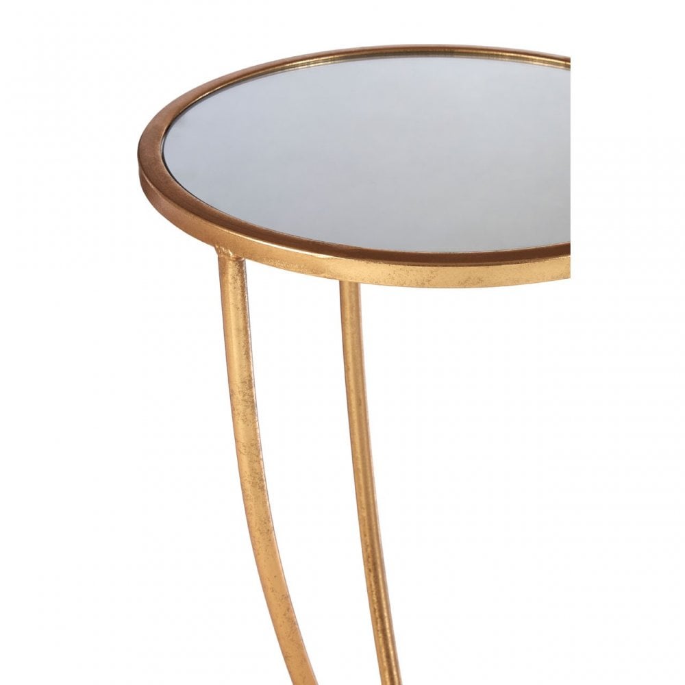 Marcia Mirror Top / Gold Frame Side Table, Glass, Gold