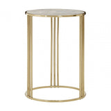 Macy Round Side Table, Marble, Steel, Gold
