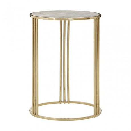 Macy Round Side Table, Marble, Steel, Gold