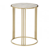 Macy Round Side Table, Marble, Steel, Gold