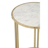 Macy Round Side Table, Marble, Steel, Gold