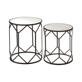 Anvil Mirror Top Tables, Iron, Mirrored Glass, Black