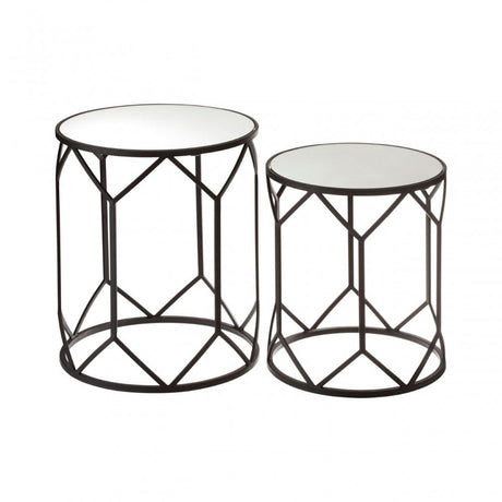 Anvil Mirror Top Tables, Iron, Mirrored Glass, Black