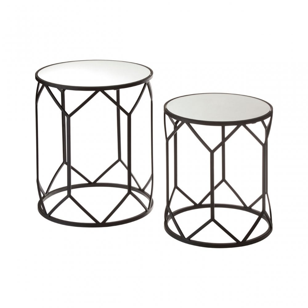 Anvil Mirror Top Tables, Iron, Mirrored Glass, Black