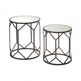 Anvil Mirror Top Tables, Iron, Mirrored Glass, Black