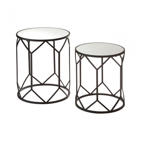 Anvil Mirror Top Tables, Iron, Mirrored Glass, Black