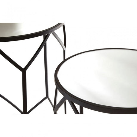 Anvil Mirror Top Tables, Iron, Mirrored Glass, Black