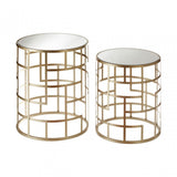 Anvil Mirror Top Tables, Iron, Mirrored Glass, Champagne