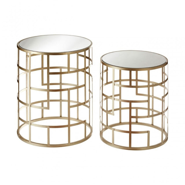 Anvil Mirror Top Tables, Iron, Mirrored Glass, Champagne