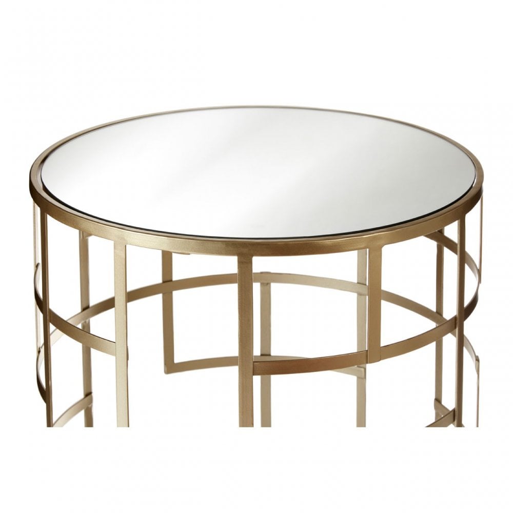 Anvil Mirror Top Tables, Iron, Mirrored Glass, Champagne