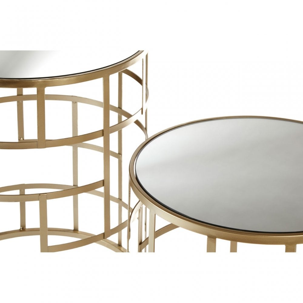 Anvil Mirror Top Tables, Iron, Mirrored Glass, Champagne