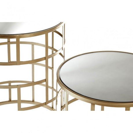 Anvil Mirror Top Tables, Iron, Mirrored Glass, Champagne