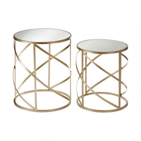 Anvil Mirror Top Tables, Iron, Mirrored Glass, Champagne