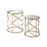 Anvil Mirror Top Tables, Iron, Mirrored Glass, Champagne