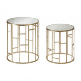 Anvil Mirror Top Tables, Iron, Mirrored Glass, Champagne