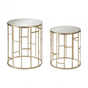 Anvil Mirror Top Tables, Iron, Mirrored Glass, Champagne