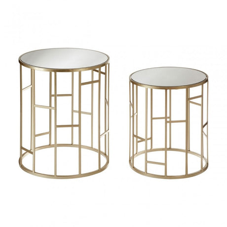 Anvil Mirror Top Tables, Iron, Mirrored Glass, Champagne