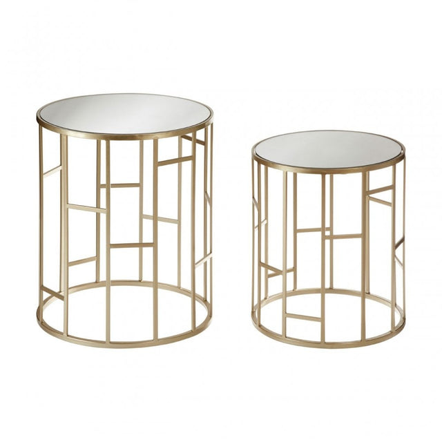Anvil Mirror Top Tables, Iron, Mirrored Glass, Champagne