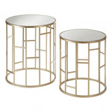 Anvil Mirror Top Tables, Iron, Mirrored Glass, Champagne
