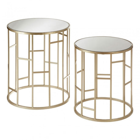 Anvil Mirror Top Tables, Iron, Mirrored Glass, Champagne