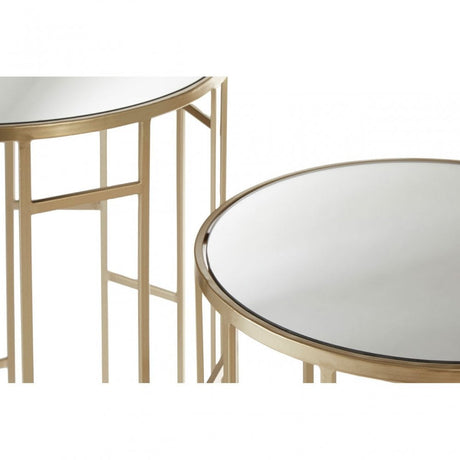 Anvil Mirror Top Tables, Iron, Mirrored Glass, Champagne