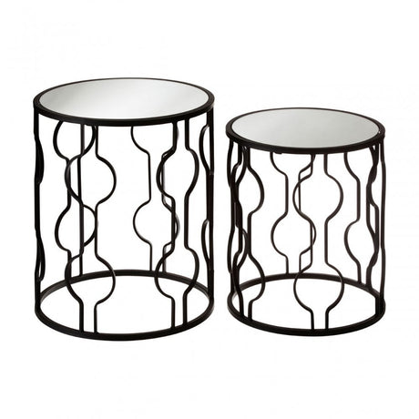Anvil Mirror Top Tables, Iron, Mirrored Glass, Black