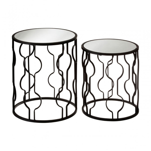 Anvil Mirror Top Tables, Iron, Mirrored Glass, Black
