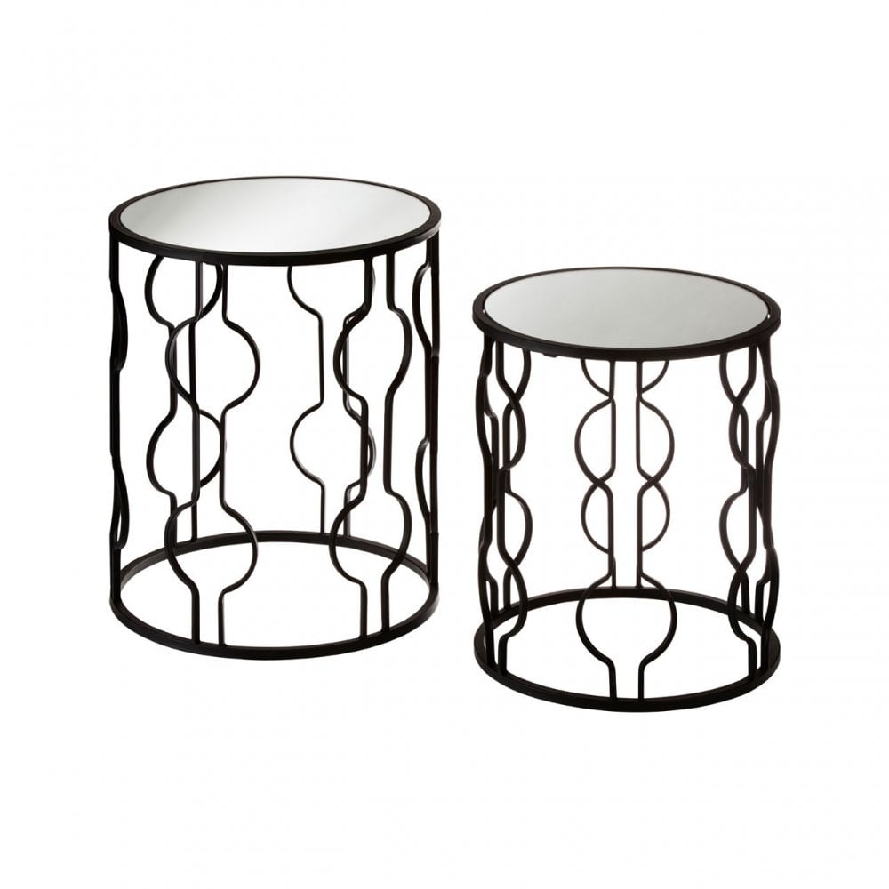 Anvil Mirror Top Tables, Iron, Mirrored Glass, Black