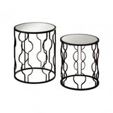 Anvil Mirror Top Tables, Iron, Mirrored Glass, Black