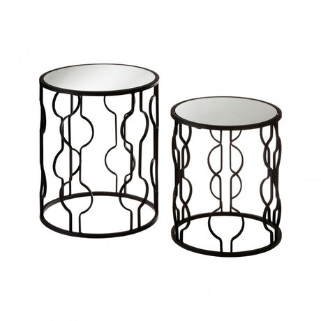 Anvil Mirror Top Tables, Iron, Mirrored Glass, Black