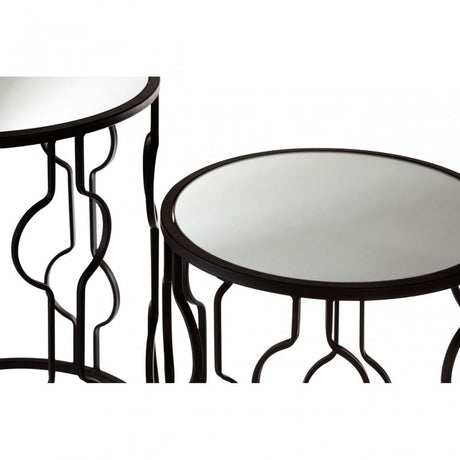 Anvil Mirror Top Tables, Iron, Mirrored Glass, Black