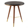 Kenso End Table, Brass, Marble, Walnut Wood, Natural