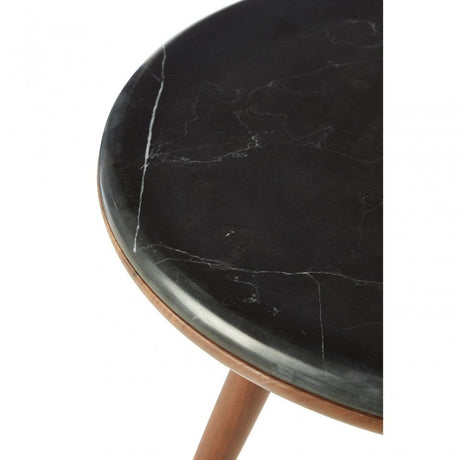Kenso End Table, Brass, Marble, Walnut Wood, Natural