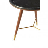 Kenso End Table, Brass, Marble, Walnut Wood, Natural