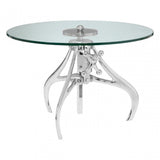 Maxi Crank Mechanism Metal / Glass Table, Aluminium, Glass, Silver