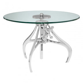 Maxi Crank Mechanism Metal / Glass Table, Aluminium, Glass, Silver