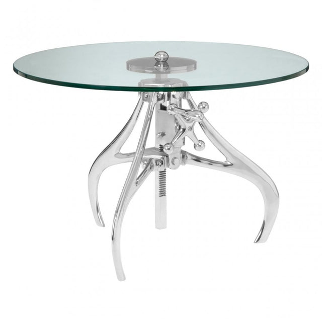 Maxi Crank Mechanism Metal / Glass Table, Aluminium, Glass, Silver