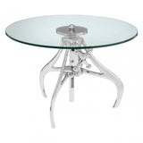 Maxi Crank Mechanism Metal / Glass Table, Aluminium, Glass, Silver