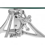 Maxi Crank Mechanism Metal / Glass Table, Aluminium, Glass, Silver